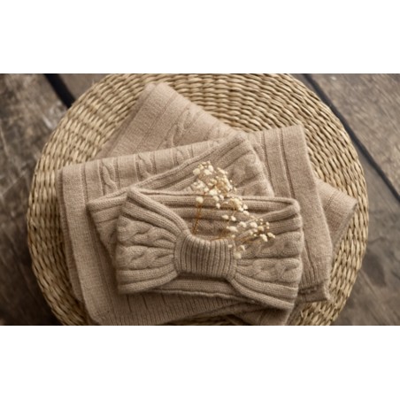 TOROM bandeau - white camel wool headband, Adjustable earwarmer, winter essentials