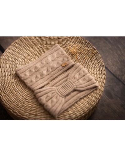 Bandeau en laine de chameau blanc de Mongolie