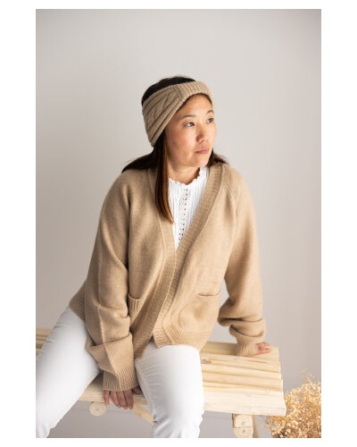 Bandeau en laine de chameau blanc de Mongolie