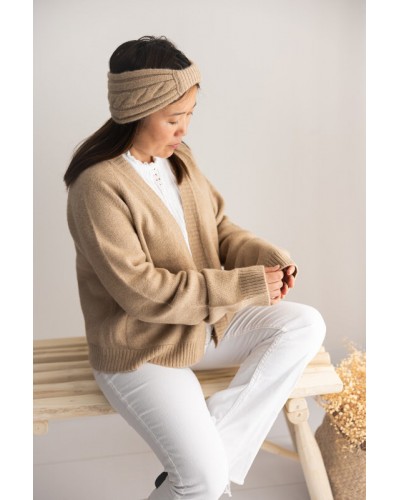 Cardigan en laine de chameau blanc de Mongolie