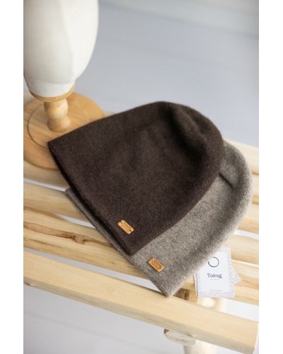 Bonnet ample doublé pur duvet de yak de Mongolie