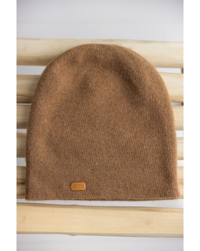 Bonnet ample en laine naturelle de chameau blanc de Mongolie