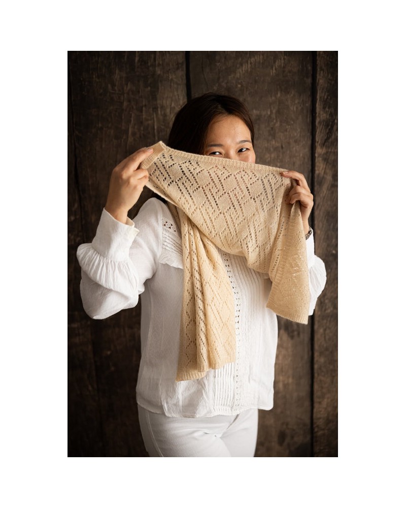 Écharpe en pur cachemire beige